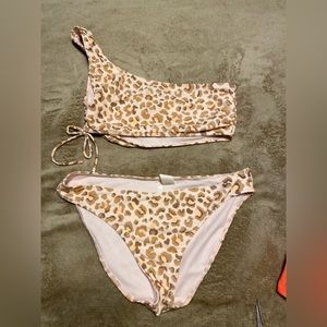 GB two piece off the shoulder, bathing suit, size large